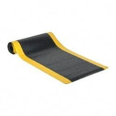PRO-SAFE - 12' Long x 3' Wide, Dry Environment, Anti-Fatigue Matting - Black with Yellow Borders, Vinyl with Vinyl Sponge Base, Beveled on 4 Sides - Eagle Tool & Supply