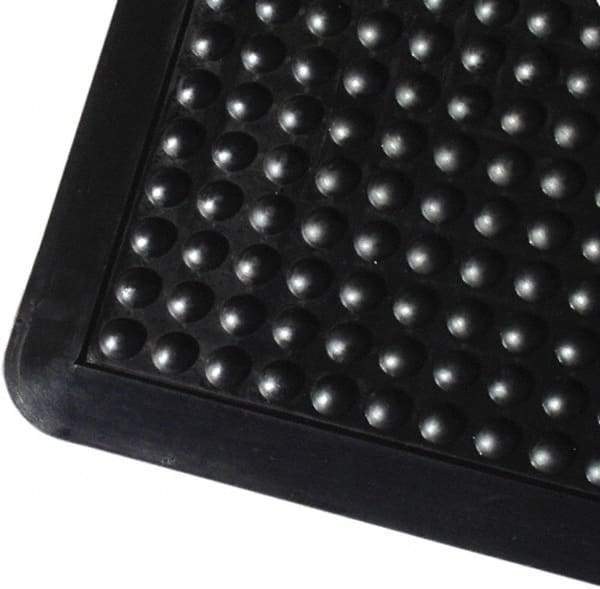 PRO-SAFE - 3' Long x 2' Wide, Dry Environment, Anti-Fatigue Matting - Black, Natural Rubber with Rubber Base, Rounded on 4 Sides - Eagle Tool & Supply