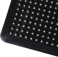 PRO-SAFE - 3' Long x 2' Wide, Dry Environment, Anti-Fatigue Matting - Black, Natural Rubber with Rubber Base, Rounded on 4 Sides - Eagle Tool & Supply