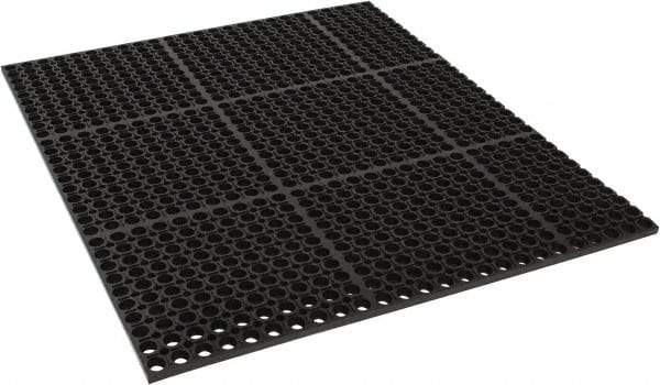 PRO-SAFE - 3' Long, Dry/Wet Environment, Anti-Fatigue Matting - Black, SBR Rubber with Rubber Base, Straight - Eagle Tool & Supply