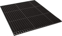 PRO-SAFE - 3' Long, Dry/Wet Environment, Anti-Fatigue Matting - Black, SBR Rubber with Rubber Base, Straight - Eagle Tool & Supply