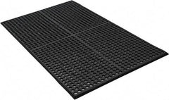 PRO-SAFE - 5' Long x 3' Wide, Dry/Wet Environment, Anti-Fatigue Matting - Black, SBR Rubber with Rubber Base, Beveled on 4 Sides - Eagle Tool & Supply