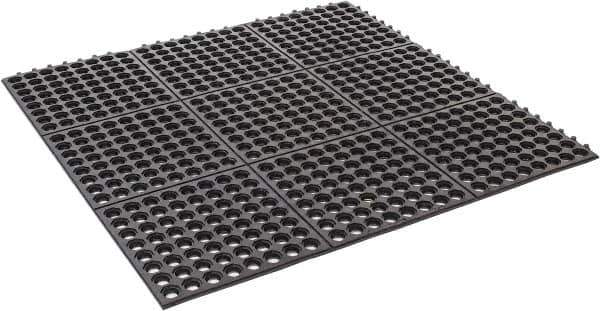 PRO-SAFE - 3' Long x 3' Wide x 5/8" Thick, Anti-Fatigue Modular Matting Tiles - 2 Interlocking Sides, Black, For Dry & Wet Areas, Series Pro-Safe - Eagle Tool & Supply