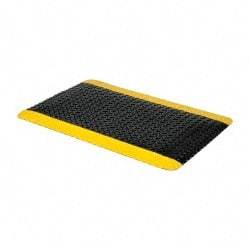 PRO-SAFE - 3' Long x 2' Wide, Dry Environment, Anti-Fatigue Matting - Black with Yellow Borders, Vinyl with Vinyl Sponge Base, Beveled on 4 Sides - Eagle Tool & Supply