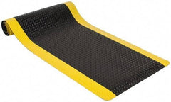 PRO-SAFE - 10' Long x 3' Wide, Dry Environment, Anti-Fatigue Matting - Black with Yellow Borders, Vinyl with Vinyl Sponge Base, Beveled on 4 Sides - Eagle Tool & Supply
