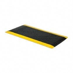 PRO-SAFE - 5' Long x 3' Wide, Dry Environment, Anti-Fatigue Matting - Black with Yellow Borders, Vinyl with Vinyl Sponge Base, Beveled on 4 Sides - Eagle Tool & Supply