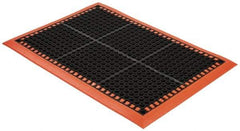 PRO-SAFE - Dry/Wet Environment, Anti-Fatigue Matting - Black with Orange Borders, Natural Rubber with Rubber Base, Beveled on 4 Sides - Eagle Tool & Supply