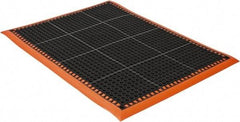 PRO-SAFE - 3' Wide, Dry/Wet Environment, Anti-Fatigue Matting - Black with Orange Borders, Natural Rubber with Rubber Base, Beveled on 4 Sides - Eagle Tool & Supply