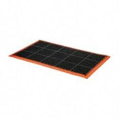 PRO-SAFE - 5' Long x 3' Wide, Dry/Wet Environment, Anti-Fatigue Matting - Black with Orange Borders, Natural Rubber with Rubber Base, Beveled on 4 Sides - Eagle Tool & Supply