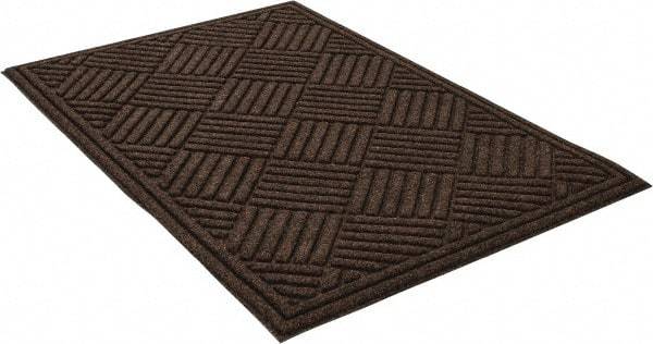 PRO-SAFE - 3 Ft. Long x 2 Ft. Wide, Poly Blended Carpet Surface, Raised Diamond Pattern Entrance Matting - 1/4 Inch Thick, Indoor, Heavy Traffic, Recycled Rubber, Walnut - Eagle Tool & Supply