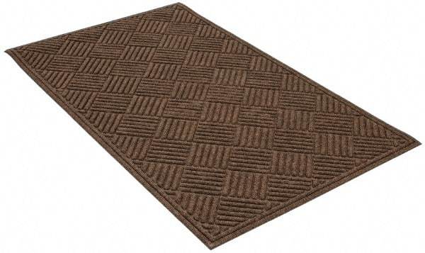 PRO-SAFE - 5 Ft. Long x 3 Ft. Wide, Poly Blended Carpet Surface, Raised Diamond Pattern Entrance Matting - 1/4 Inch Thick, Indoor, Heavy Traffic, Recycled Rubber, Walnut - Eagle Tool & Supply