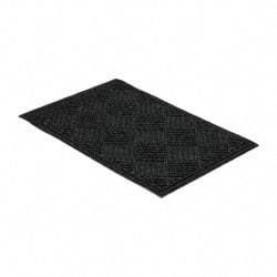 PRO-SAFE - 3 Ft. Long x 2 Ft. Wide, Poly Blended Carpet Surface, Raised Diamond Pattern Entrance Matting - 1/4 Inch Thick, Indoor, Heavy Traffic, Recycled Rubber, Black - Eagle Tool & Supply
