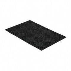 PRO-SAFE - 3 Ft. Long x 2 Ft. Wide, Poly Blended Carpet Surface, Raised Diamond Pattern Entrance Matting - 1/4 Inch Thick, Indoor, Heavy Traffic, Recycled Rubber, Black - Eagle Tool & Supply