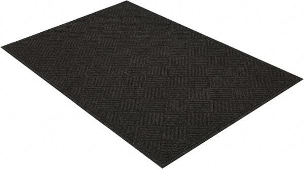 PRO-SAFE - 6 Ft. Long x 4 Ft. Wide, Poly Blended Carpet Surface, Raised Diamond Pattern Entrance Matting - 1/4 Inch Thick, Indoor, Heavy Traffic, Recycled Rubber, Black - Eagle Tool & Supply