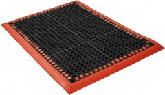PRO-SAFE - Dry/Wet Environment, Anti-Fatigue Matting - Black with Orange Borders, Natural Rubber with Rubber Base, Beveled on 4 Sides - Eagle Tool & Supply