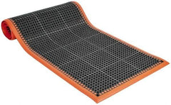 PRO-SAFE - 10' Long x 3' Wide, Dry/Wet Environment, Anti-Fatigue Matting - Black with Orange Borders, Natural Rubber with Rubber Base, Beveled on 4 Sides - Eagle Tool & Supply