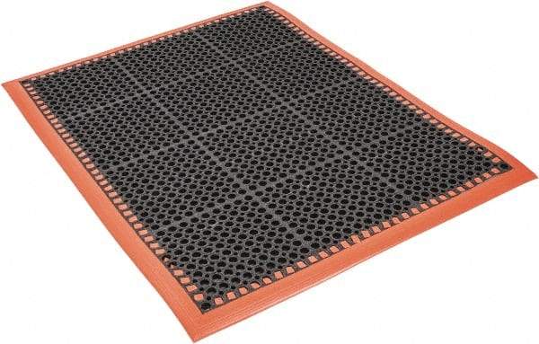 PRO-SAFE - 3' Wide, Dry/Wet Environment, Anti-Fatigue Matting - Black with Orange Borders, Natural Rubber with Rubber Base, Beveled on 4 Sides - Eagle Tool & Supply