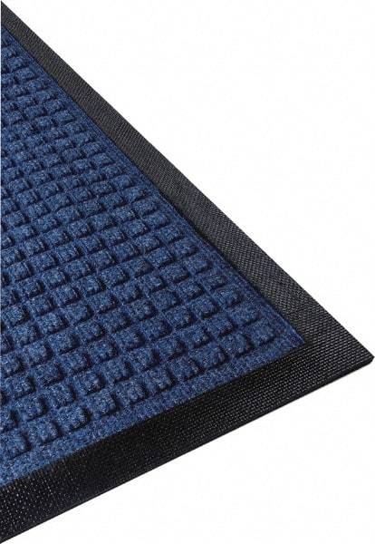PRO-SAFE - 10 Ft. Long x 3 Ft. Wide, Poly Blended Carpet Surface, Raised Waffle Pattern Entrance Matting - 1/4 Inch Thick, Indoor, Heavy Traffic, Nitrile Rubber, Blue - Eagle Tool & Supply