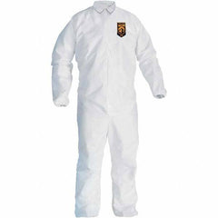 KleenGuard - Size L SMS General Purpose Coveralls - White, Zipper Closure, Elastic Cuffs, Elastic Ankles, Seamless - Eagle Tool & Supply