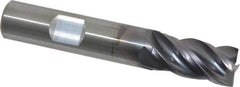 Kennametal - 1/2", 1" LOC, 1/2" Shank Diam, 3" OAL, 4 Flute, Solid Carbide Square End Mill - Single End, AlTiN Finish, Spiral Flute, 38° Helix, Centercutting, Right Hand Cut, Right Hand Flute, Series HPHV - Eagle Tool & Supply