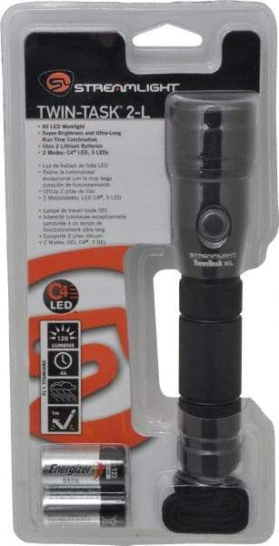 Streamlight - White LED Bulb, 120 Lumens, Industrial/Tactical Flashlight - Black Aluminum Body, 2 Lithium Batteries Included - Eagle Tool & Supply