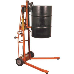 Wesco Industrial Products - 750 Lb Load Capacity, 30, 55 & 85 Gal Drum Lifter - 30" Wide x 70-3/4" High, 2 Steel Wheels - Eagle Tool & Supply