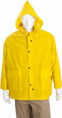 MCR Safety - Size 5XL, Yellow, Rain Jacket - 2 Pockets, Attached Hood - Eagle Tool & Supply