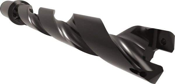 Allied Machine and Engineering - Series 24, 24 to 26mm Diam, 1" Diam Straight Shank with Flange, Helical Flute Spade Drill - 7-11/64" Max Depth, 8-37/64" Body Length, 10-55/64" OAL, Standard Length, Through Coolant - Eagle Tool & Supply