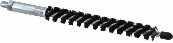 Schaefer Brush - 4" Brush Length, 1/2" Diam, Nylon Single Stem, Single Spiral Condenser Tube Brush - 6-1/4" Long, Nylon, 1/4-28 Male Connection - Eagle Tool & Supply