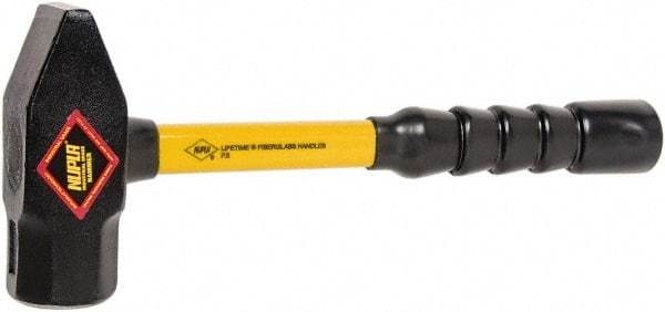 NUPLA - 4 Lb Head Forged Steel Cross Pein Hammer - 14" Fiberglass Handle, 1-3/4" Face Diam, 14" OAL - Eagle Tool & Supply