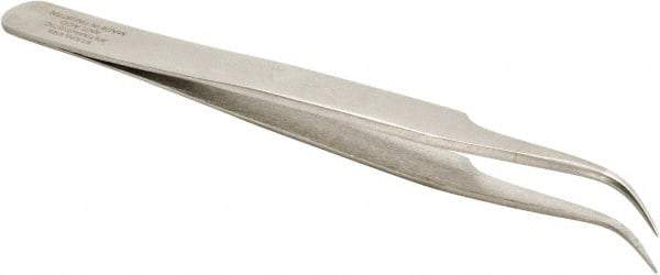 Aven - 4-1/2" OAL 7-SA Precision Tweezers - Curved, Magnified Applications - Eagle Tool & Supply