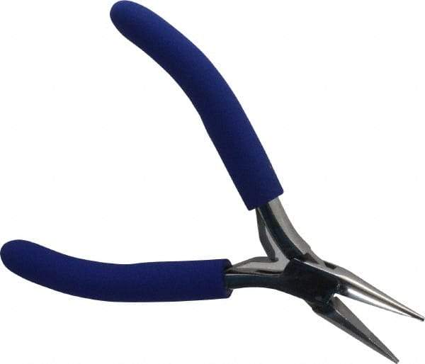 Aven - 4-1/2" OAL, 15/16" Jaw Length x 23/64" Jaw Width, Long Nose Chain Nose Pliers - Serrated Jaw, Standard Head, ESD Cushion Handles, with Spring - Eagle Tool & Supply