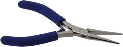 Aven - 5" OAL, 1-7/16" Jaw Length x 23/64" Jaw Width, Long Nose Chain Nose Pliers - Smooth Jaw, Standard Head, ESD Cushion Handles, with Spring - Eagle Tool & Supply