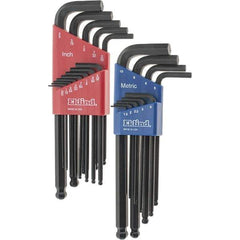 Eklind - 22 Piece L-Key Ball End Hex Key Set - Hex Range 0.05 to 3/8" - Eagle Tool & Supply