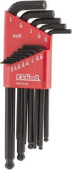 Eklind - 13 Piece L-Key Ball End Hex Key Set - Hex Range 0.05 to 3/8" - Eagle Tool & Supply