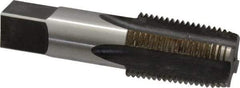 Reiff & Nestor - 1/2-14 NPT Thread, 4 Flute Standard Pipe Tap - 3-1/8" OAL, 1-3/8" Thread Length, 11/16" Shank Diam, Nitride Finish, High Speed Steel - Exact Industrial Supply