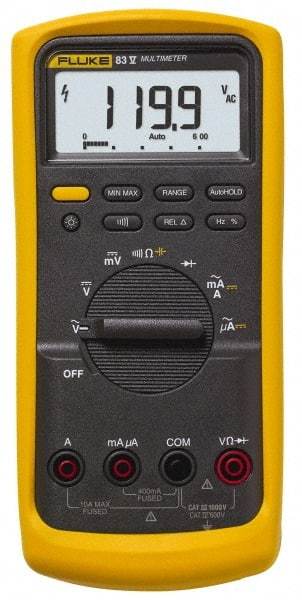 Fluke - 83-5, CAT IV, CAT III, 1,000 VAC/VDC, True RMS Auto Ranging Manual Ranging Multimeter - 50 mOhm, Measures Voltage, Capacitance, Current, Frequency, Resistance - Eagle Tool & Supply