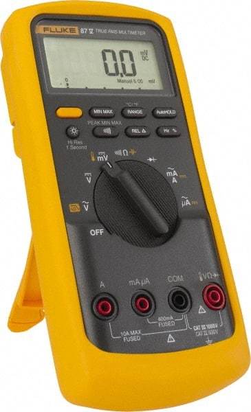 Fluke - 87-5, CAT IV, CAT III, 1,000 VAC/VDC, Digital True RMS Auto Ranging Manual Ranging Multimeter - 50 mOhm, Measures Voltage, Capacitance, Current, Frequency, Resistance, Temperature - Eagle Tool & Supply