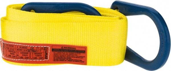 Lift-All - 12' Long x 4" Wide, 6,400 Lb Vertical Capacity, 1 Ply, Polyester Web Sling - 5,000 Lb Choker Capacity, Yellow - Eagle Tool & Supply