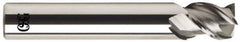 OSG - 1", 3 Flute, Single End, Solid Carbide, 0.09" Corner Radius End Mill - 4" OAL, 45° Helix, Right Hand Flute, 1-1/4" LOC, Right Hand Cut - Eagle Tool & Supply