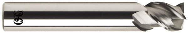 OSG - 3/8", 3 Flute, Single End, Solid Carbide, 0.06" Corner Radius End Mill - 2-1/2" OAL, 45° Helix, Right Hand Flute, 1/2" LOC, Right Hand Cut - Eagle Tool & Supply