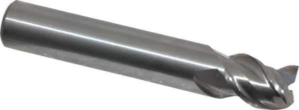OSG - 1/2", 5/8" LOC, 1/2" Shank Diam, 3" OAL, 3 Flute, Solid Carbide Square End Mill - Single End, Uncoated, Spiral Flute, 45° Helix, Centercutting, Right Hand Cut, Right Hand Flute, Series 2041 - Eagle Tool & Supply