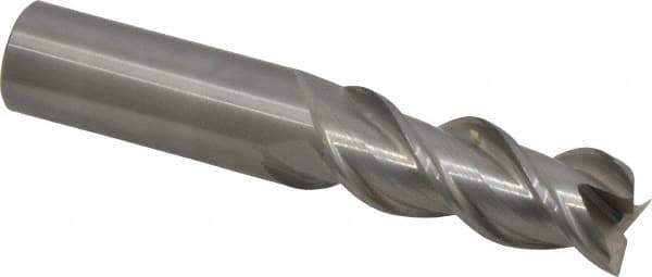 OSG - 5/8", 1-5/8" LOC, 5/8" Shank Diam, 3-1/2" OAL, 3 Flute, Solid Carbide Square End Mill - Single End, Uncoated, Spiral Flute, 45° Helix, Centercutting, Right Hand Cut, Right Hand Flute, Series 2042 - Eagle Tool & Supply