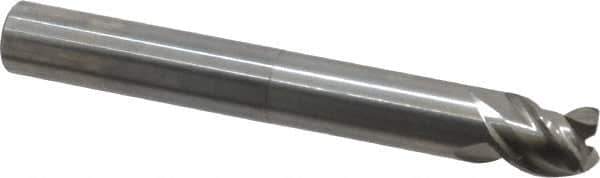 OSG - 1/2", 3 Flute, Single End, Solid Carbide, 0.02" Corner Radius End Mill - 4" OAL, 45° Helix, Right Hand Flute, 1/2" LOC, Right Hand Cut, 2-1/8" Extended Reach - Eagle Tool & Supply