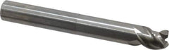 OSG - 1/2", 3 Flute, Single End, Solid Carbide, 0.02" Corner Radius End Mill - 4" OAL, 45° Helix, Right Hand Flute, 1/2" LOC, Right Hand Cut, 2-1/8" Extended Reach - Eagle Tool & Supply