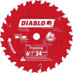 Freud - 6-1/2" Diam, 5/8" Arbor Hole Diam, 24 Tooth Wet & Dry Cut Saw Blade - Carbide-Tipped, Standard Round Arbor - Eagle Tool & Supply