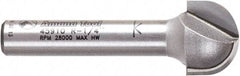 Amana Tool - 1/2" Cut Diam, 3/8" Length of Cut, 2 Flute Core Box Edge Profile Router Bit - Carbide-Tipped, 1/4" Shank Diam, 1-1/2" OAL, Uncoated - Eagle Tool & Supply