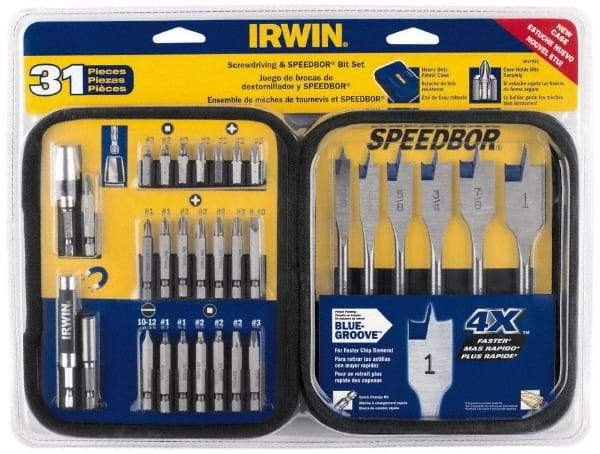 Irwin - 31 Piece, Bit Set - Phillips, Slotted, Square Point - Eagle Tool & Supply