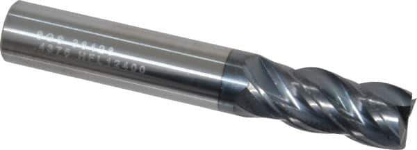 SGS - 7/16", 1" LOC, 7/16" Shank Diam, 2-3/4" OAL, 4 Flute, Solid Carbide Square End Mill - Single End, AlTiN Finish, Spiral Flute, Variable° Helix, Right Hand Cut, Right Hand Flute, Series Z1 - Eagle Tool & Supply