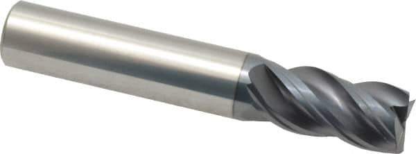 SGS - 1/2", 1" LOC, 1/2" Shank Diam, 3" OAL, 4 Flute, Solid Carbide Square End Mill - Single End, AlTiN Finish, Spiral Flute, Variable° Helix, Right Hand Cut, Right Hand Flute, Series Z1 - Eagle Tool & Supply
